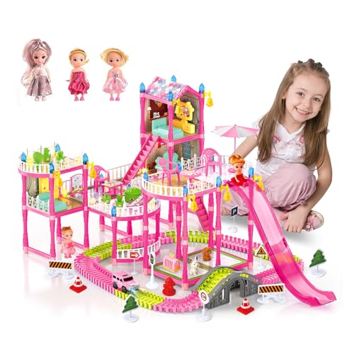 Doll House Playset with Dolls, Car, Pets, and Furniture