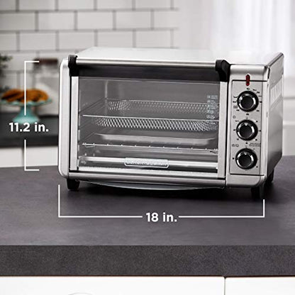 BLACK+DECKER 6-Slice Crisp 'N Bake Air Fry Toaster Oven, TO3215SS, 5 Cooking Functions, 60 Minute Timer, Stainless Steel