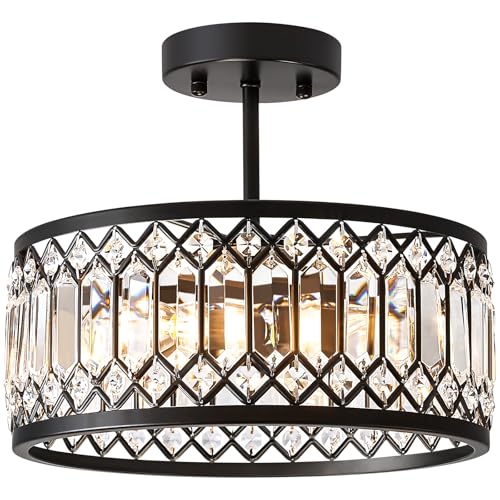 YURNYQ 12-Inch 3-Light Crystal Ceiling Light Fixture