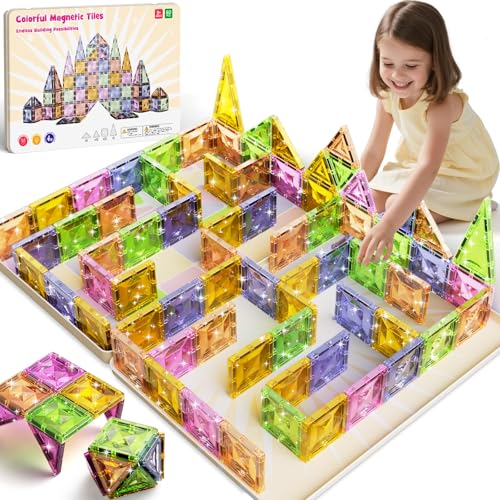 60 Piece Magnetic Building Tiles STEM Set