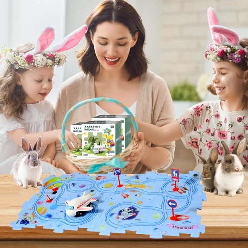 Floor Puzzles for Kids, Puzzle Track Car Play Set, Educational Montessori Toys for 3 4 5 6 Year Old Boys, 3 4 5 6 Year Old Boy Birthday Gift(Universe)