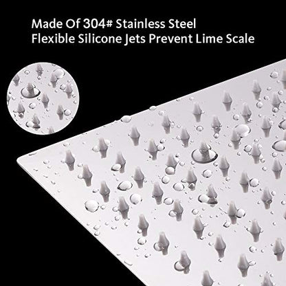 HarJue High Pressure Rain Shower Head, Ultra-Thin Showerhead 304 Stainless Steel Waterfall Shower with Self-Clean Nozzles, Full Body Covering (8 Inch-Shower Head, Chrome)