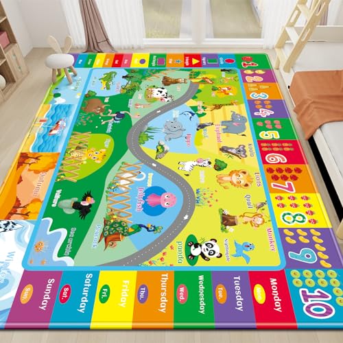 Large Kids Animal Alphabet Playroom Rug 78.7x59