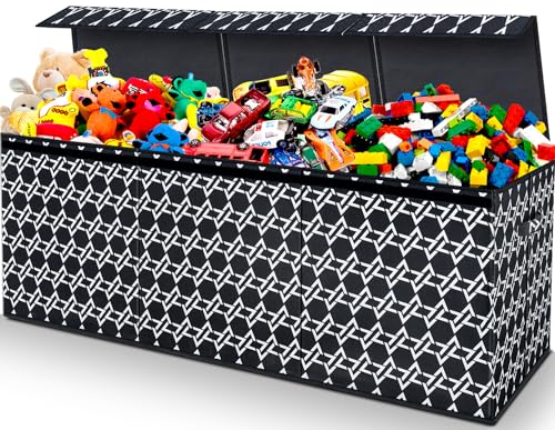 Large Toy Box, Toy Box for Boys, Toy Chest Storage, Collapsible Sturdy Kids Storage Bins with Lid & Handles, Extra Large Toy Box Chest Storage Organizer for Nursery,Playroom,Closet, 40.6"x14"x16.5"