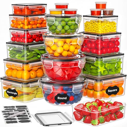 42 Piece Leakproof Plastic Food Storage Containers