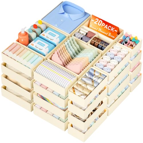 20 Pack Drawer Organizer Bins for Clothes Storage