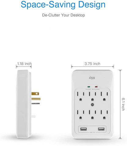 KMC 6-Outlet Surge Protector with USB Ports