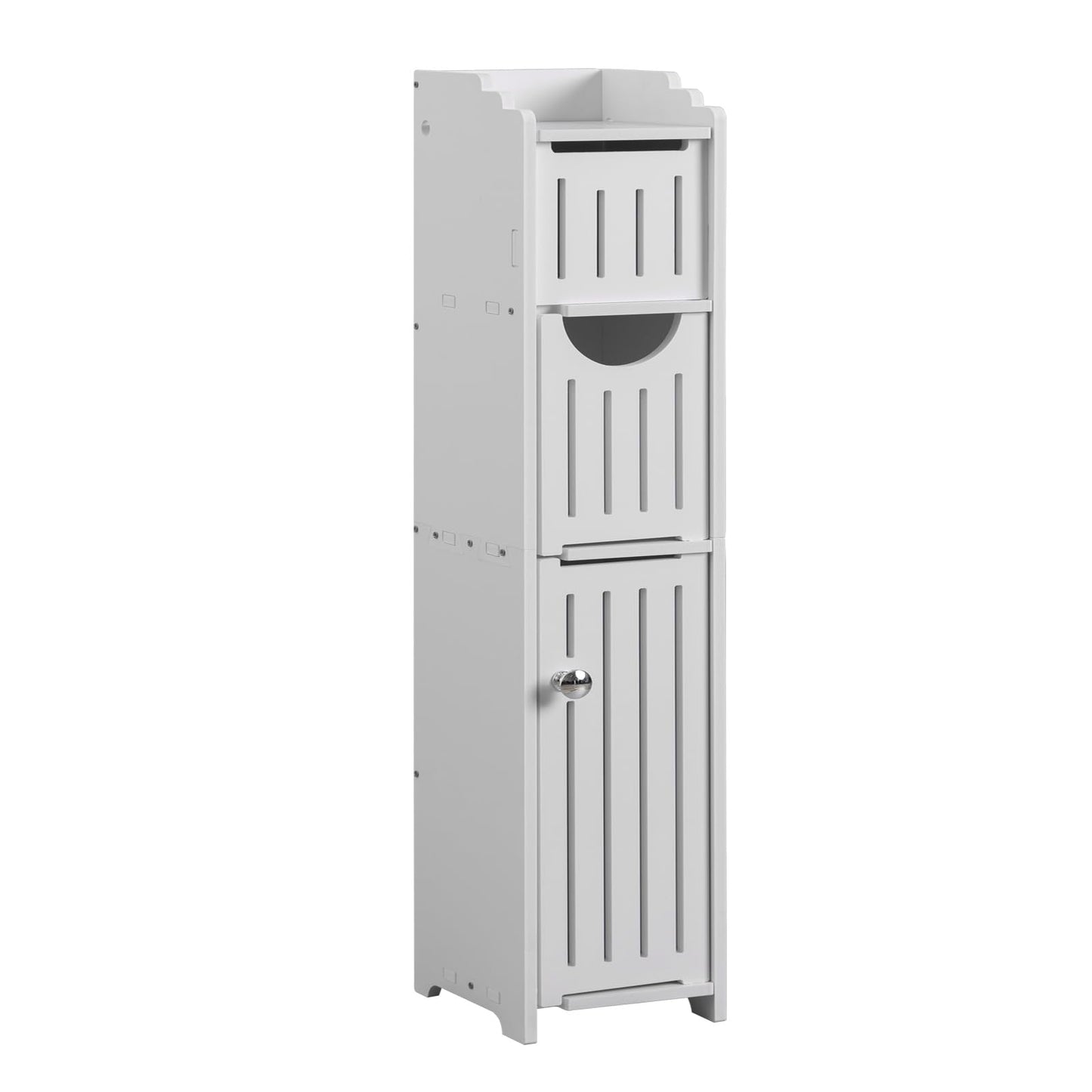 AOJEZOR Bathroom Storage Cabinet: Small Bathroom Storage Cabinet - Toilet Paper Cabinet Fit for Mega Roll - White