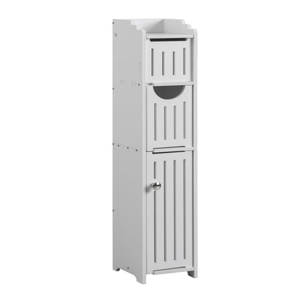 AOJEZOR Bathroom Storage Cabinet: Small Bathroom Storage Cabinet - Toilet Paper Cabinet Fit for Mega Roll - White