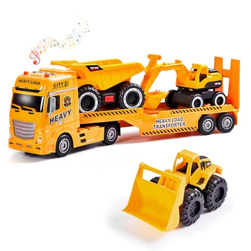 4-in-1 Construction Carrier Truck Toy Set for Kids