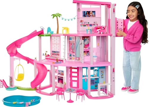 Barbie Dreamhouse Dollhouse with Pool, Slide, 75 Pieces