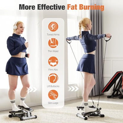 Mini Stair Stepper with Resistance Bands for Home
