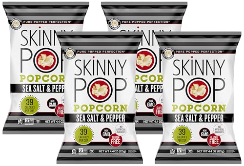 4 Pack SkinnyPop Sea Salt & Pepper Popcorn 4.4oz