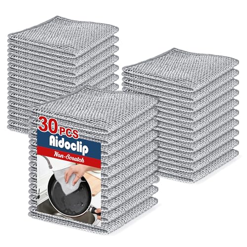 30 Pack Non Scratch Stainless Steel Dishcloths Multipurpose