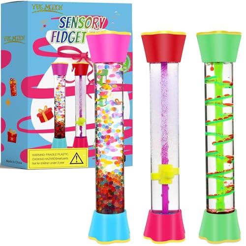 3 Pack Sensory Fidget Tubes and Glitter Bottles