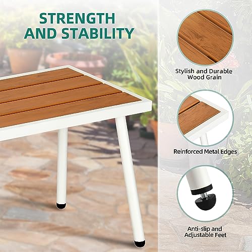 YITAHOME 8 Pieces Outdoor Patio Dining Set with Wicker Patio Dining Chair, Backless Bench & Table with Umbrella Hole, Garden Dining for Patios, Backyard, Balcony, Lawn