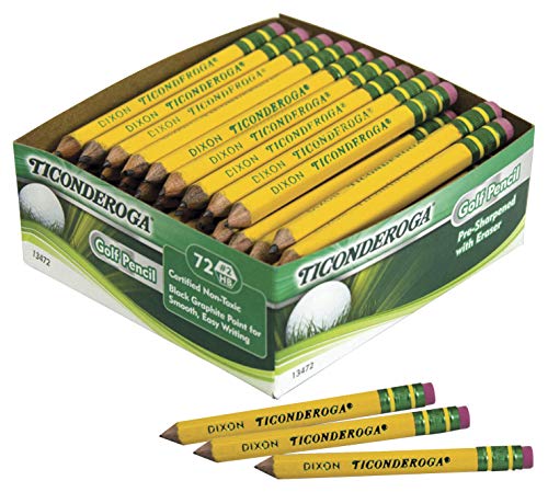 72 Pack Ticonderoga Golf Pencils with Erasers #2 HB