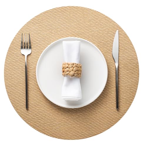 4 Pack Faux Leather Round Placemats