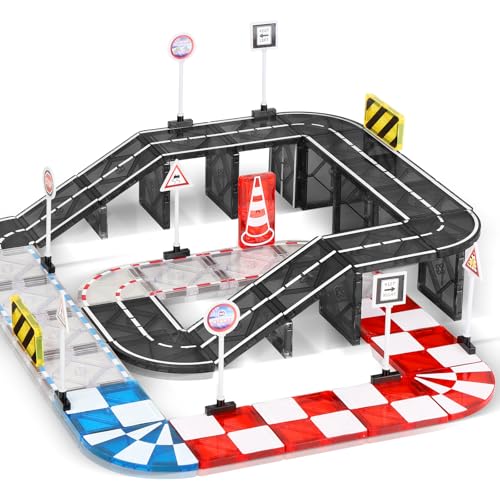Magnetic Tiles Road and Racing Track Building Set