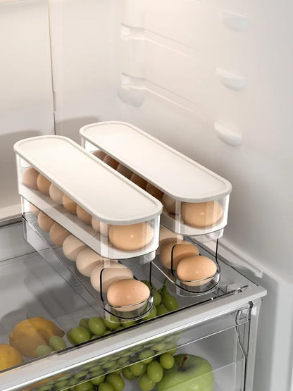 RedRoko Egg Container for Refrigerator, Egg Holder Rolling Egg Holder for Refrigerator, Automatic 14 Count Egg Dispenser for Refrigerator, Egg Organizer Container
