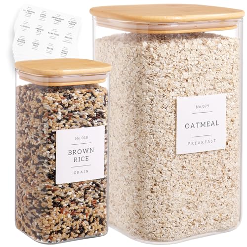 2 Pack Airtight Glass Pantry Storage Containers