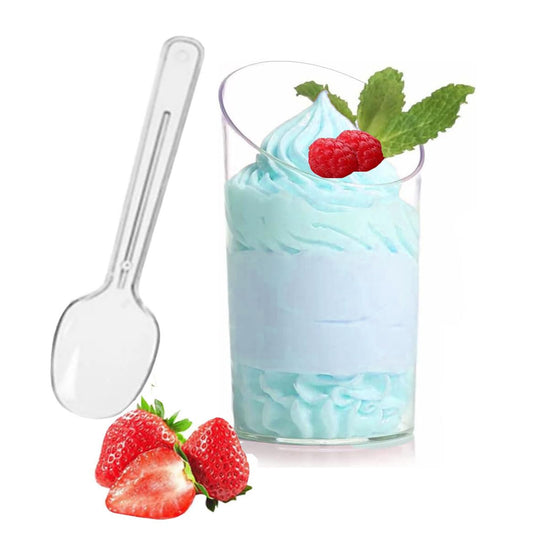 50 Pack Clear Plastic Dessert Cups with Spoons