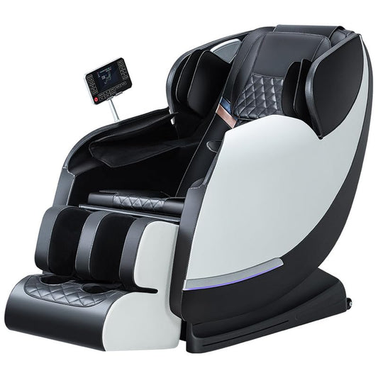 BONTEC Massage Chair Full Body Recliner - Zero Gravity with Heat and Shiatsu Foot Massage Office Chair LCD Touch Screen Display Bluetooth Speaker Airbags Foot Rollers (White)