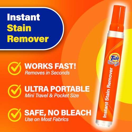 Tide Pen Stain Remover for Clothes, Tide To Go Pen, Instant Stain Remover Pen & Spot Cleaner, Portable & Travel-Friendly, Works on Food & Drink Stains, Fits in Purses & Bags, 3 Count (Pack of 1)