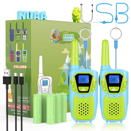 2 Pack Rechargeable Long Range Kids Walkie Talkies
