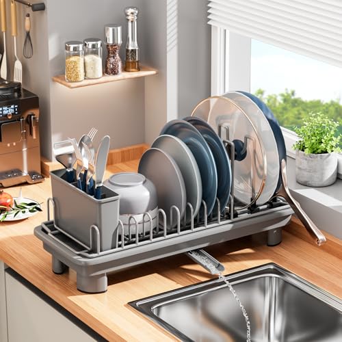 Small Dish Drying Rack with Utensil Holder