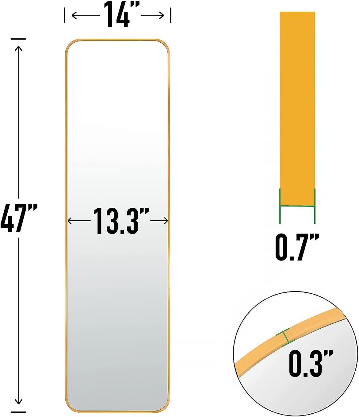 Full Body Mirror Wall Mounted Metal Frame