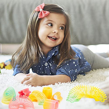 JOHOUSE Mini Magic Springs, 36PCS Rainbow Platic Coil Spring Toy, Fidget Stress Coil Mini Bulk Toys for Birthday Classroom Prizes and Party Favors Small Toys Gifts
