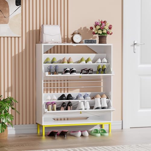 4-Tier Flip Drawer Shoe Cabinet Storage Organizer