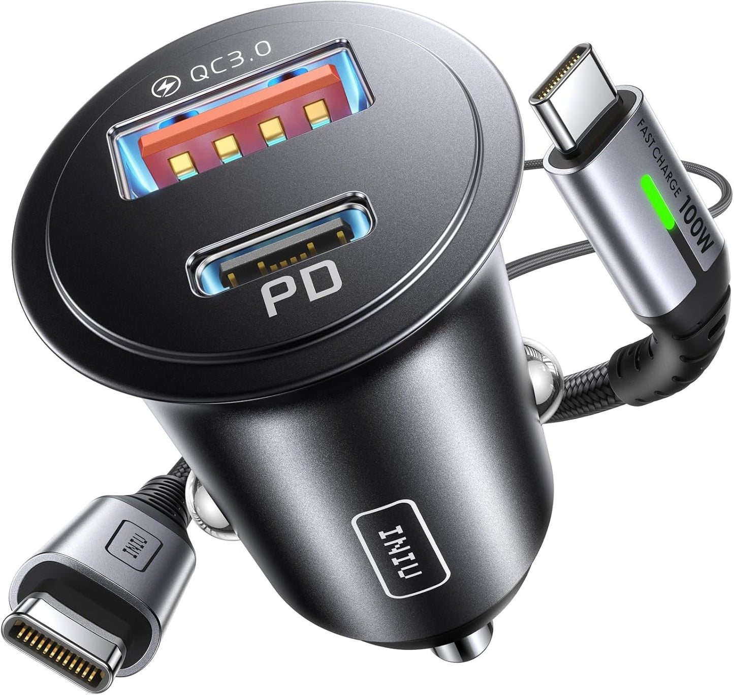 60W Car USB Charger with 100W Type C Cable
