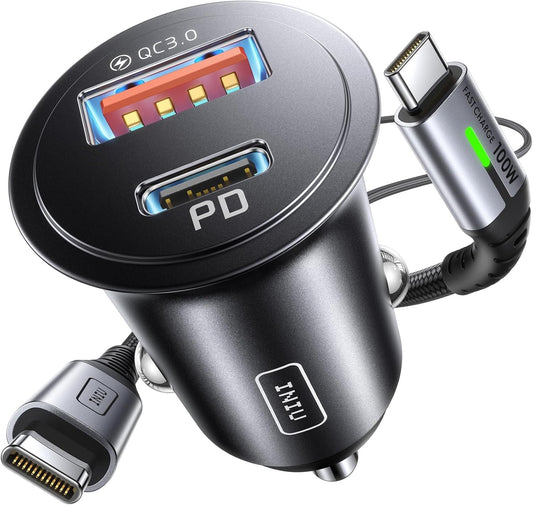 60W Car USB Charger with 100W Type C Cable