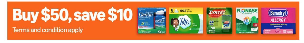 Buy $50 Save $10 On Allergy Season Items