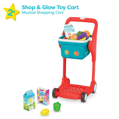 B. toys- B. play- Shop & Glow Toy Cart- Pretend Play Toys for Toddlers- Shopping Cart- Grocery Cart with Lights & Sounds – Basket & Play Food- 2 Years + (13 Pcs)