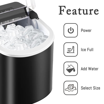 HAILANG Portable Ice Maker with Self-Cleaning Function