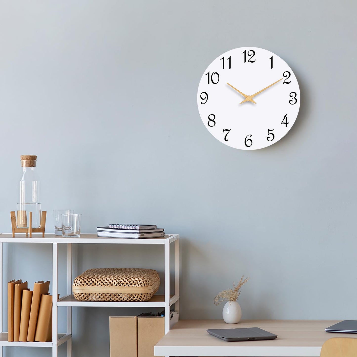 8 Inch Silent Non-Ticking Wall Clock - White