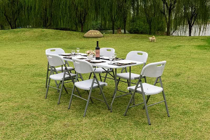Elevon Portable Utility Camping Crafting Folding Table, 6 Feet, White