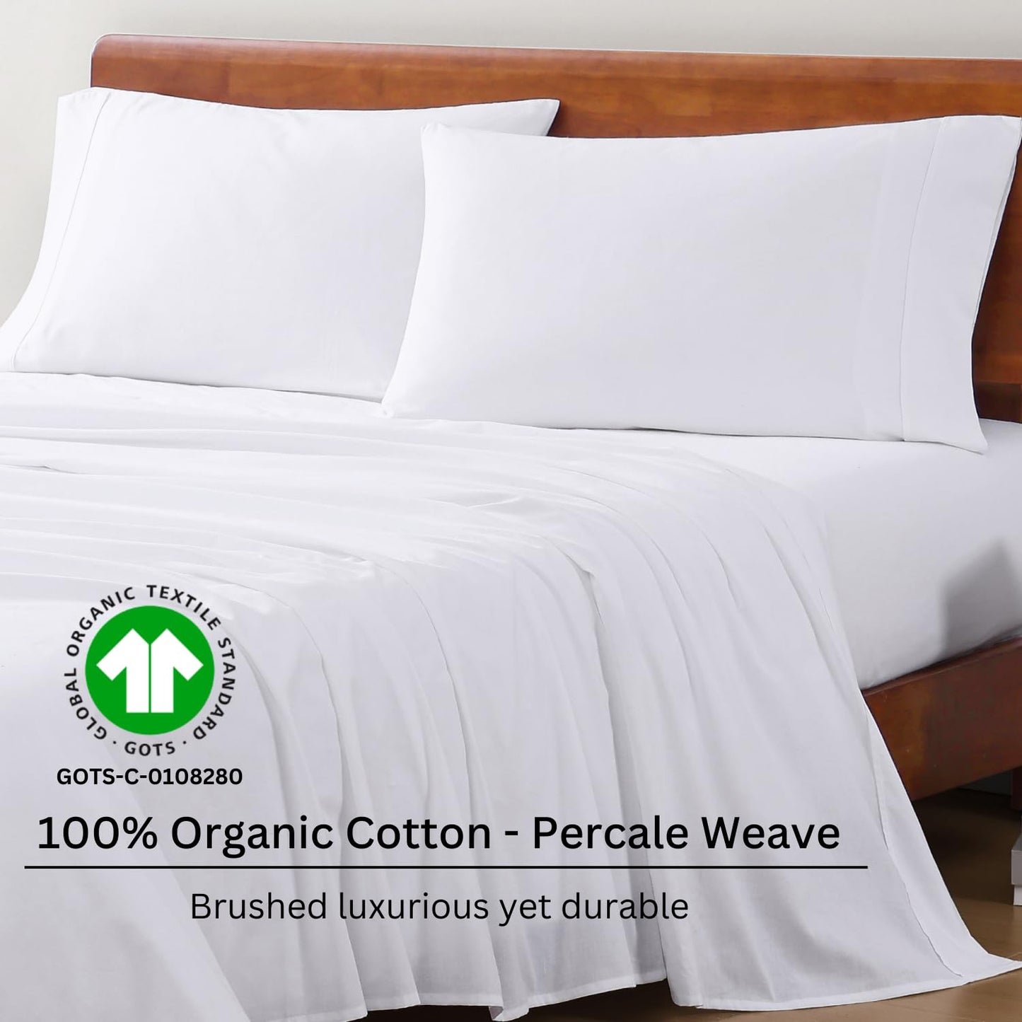 LANE LINEN Organic Cotton Queen Sheet Set - White