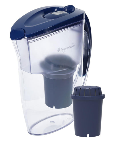 pH Refresh Alkaline Water Pitcher with Long-Life Filter – Alkaline Water Filter – Water Filtration System – High pH Alkaline Water Dispenser, 84oz, 2.5L (Navy)