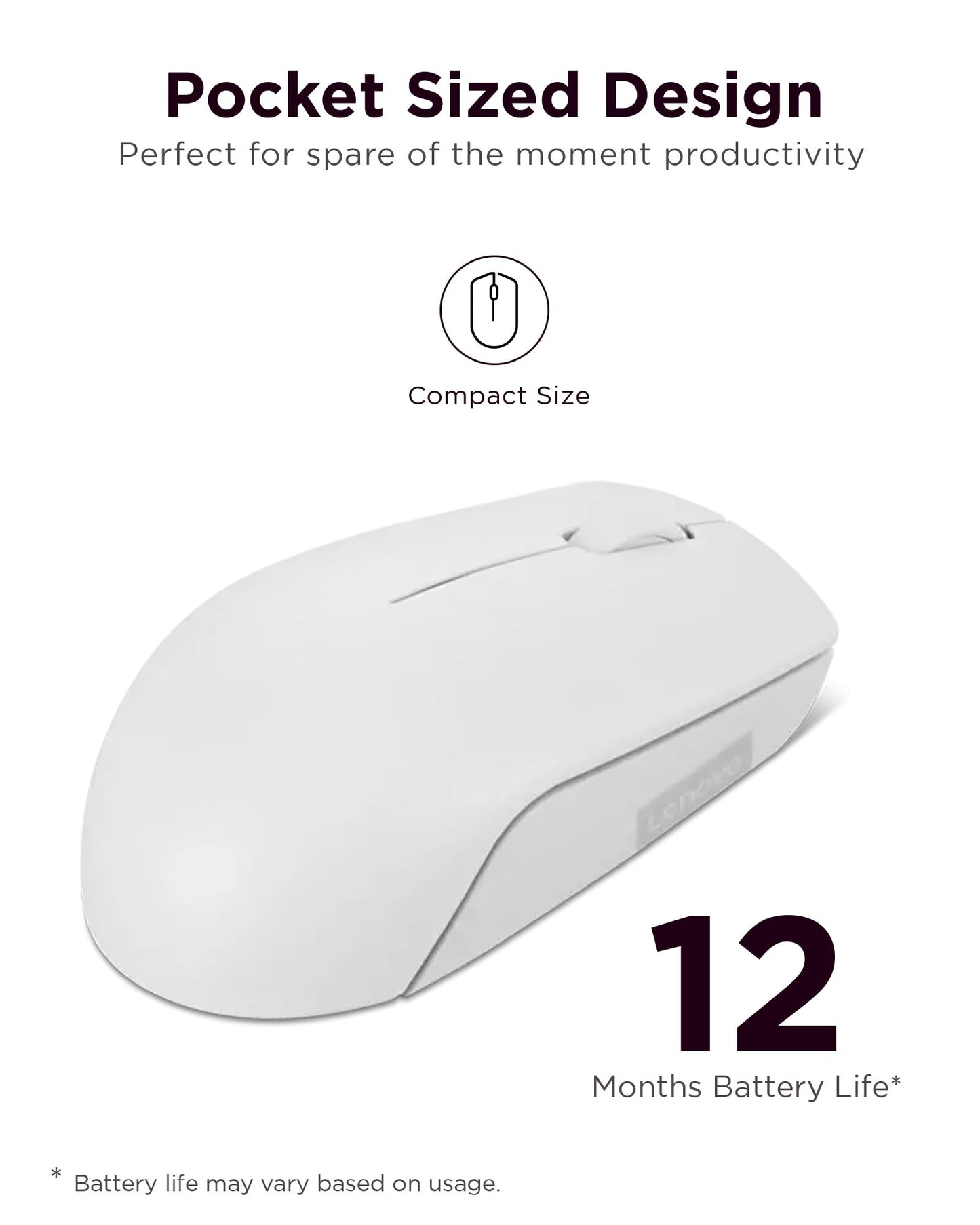 Lenovo Wireless Mouse for PC and Laptop