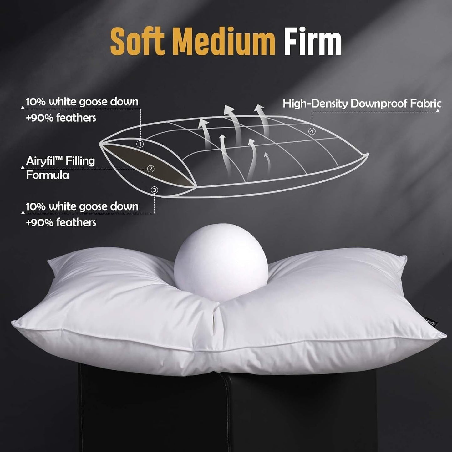 2 Pack Luxury Down Pillows for Sleeping