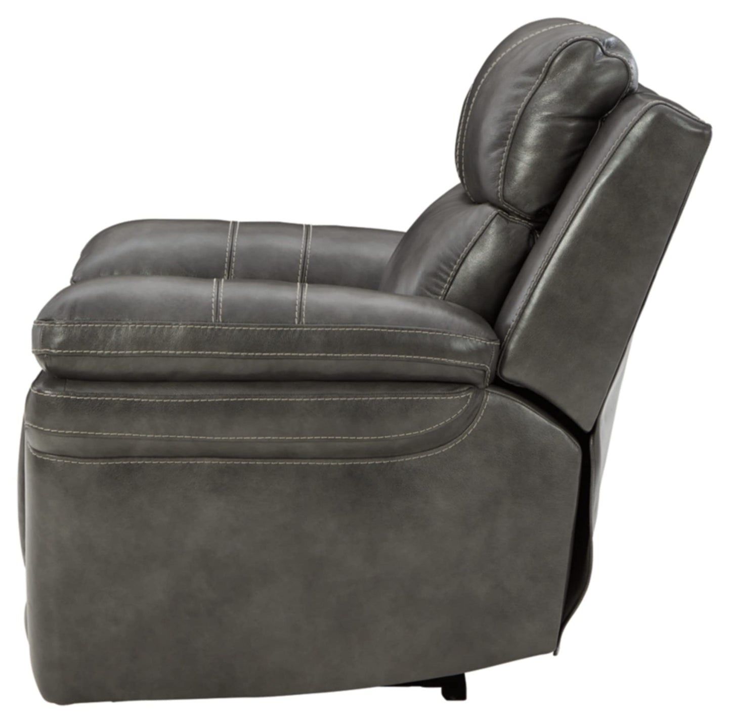 Signature Design by Ashley Edmar Leather Power Recliner with Adjustable Headrest, Gray