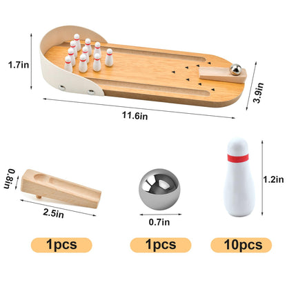 Mini Wooden Bowling Game Set for Fun