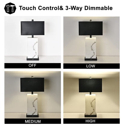 24" Dimmable Touch Table Lamps with USB Ports