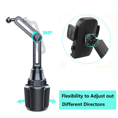 Easkkty Cup Phone Mount for Car with Expandable Base, Universal Car Cup Phone Cradle Holder with Long and Adjustable Neck Fit with iPhone Samsung Google and All Smartphones