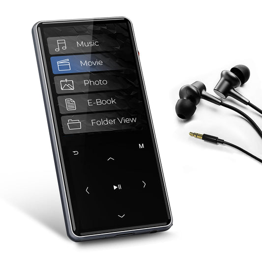 HIFI WALKER M7 64GB MP3 Player with Bluetooth 5.0: 2.4" Screen Portable Music Player with Speaker-Lossless Music Digital Player with Earphones,Voice Recorder,E-Book,Touch Buttons,Ideal for Sport Black