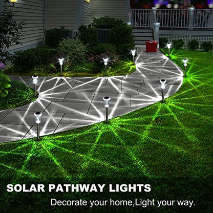 LIANGLOME Solar Lights Outdoor - IP65 Waterproof Solar Pathway Lights Stainless Steel Outdoor Solar Lights for Yard Patio Lawn Walkway and Landscape Cool White (6 Pack)